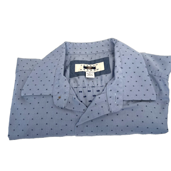 Joseph Abboud Large Soft Knit Button Up Dress Shirt Blue Geometric Pattern - Picture 1 of 8